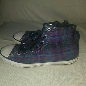 Plaid Converse Hi-tops